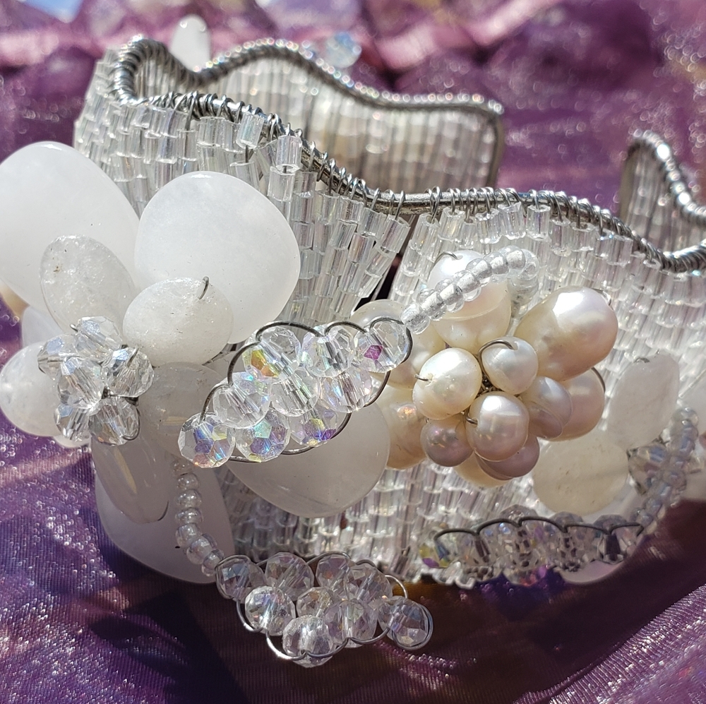 Quartz Crystal Pearl WEDDING CUFF
